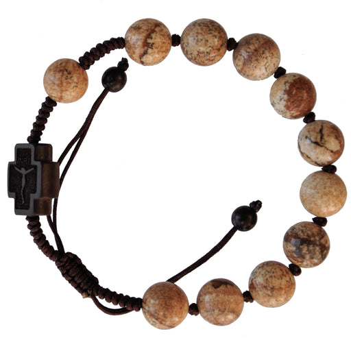 10mm Adjustable Picture Jasper & Jujube Wood Rosary Bracelet