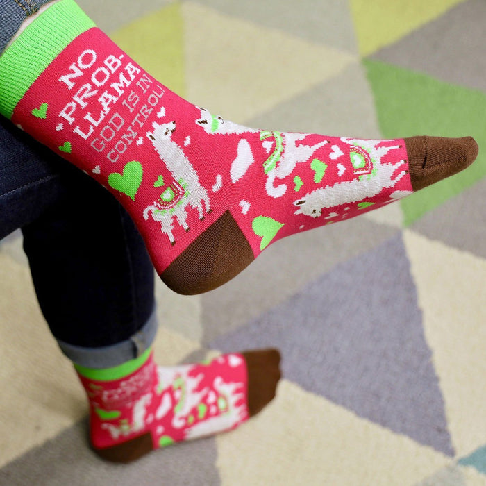 Bless My Sole Crew Socks - No Prob-Llama God is in Control!