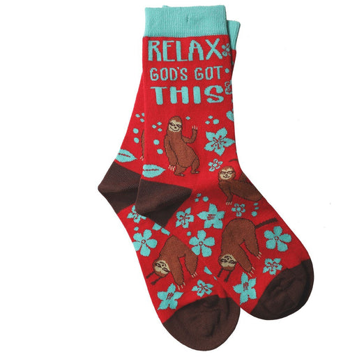 Bless My Sole Crew Socks - Relax God's Got This Sloth Socks