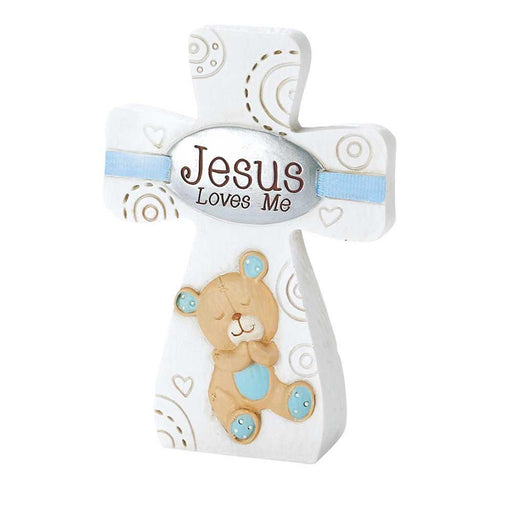 Jesus Loves Me Bear Standing Cross (Boy)