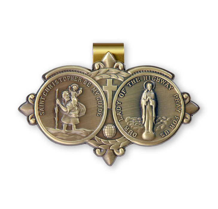 St. Christopher/Our Lady of the Highway Brass Visor Clip