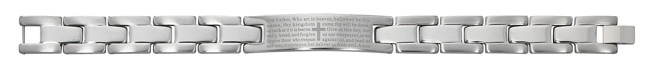 8" Men's Stainless Steel Our Father Bracelet