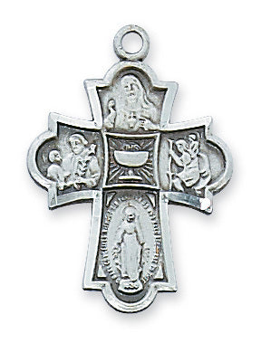 First Communion 4-Way Cross w/ 18" Chain