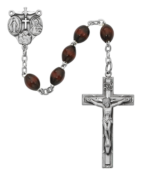 Brown Wood Bead Rosary