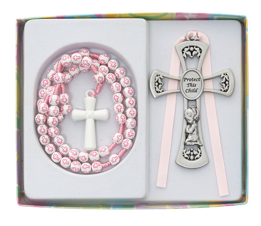 Crib Cross and Rosary Set (Girl)