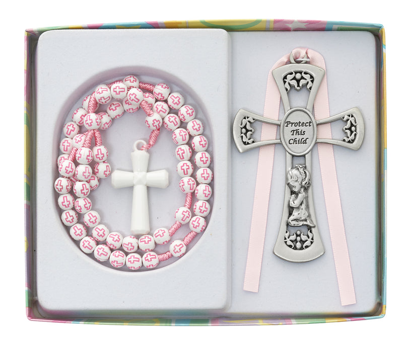 Crib Cross and Rosary Set (Girl)