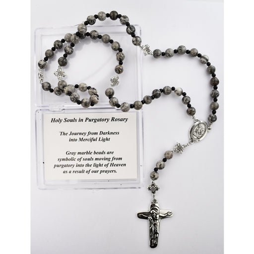 Holy Souls Gray Marble Rosary