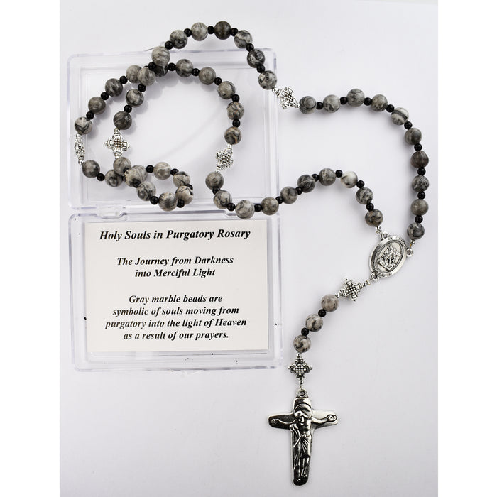 Holy Souls Gray Marble Rosary