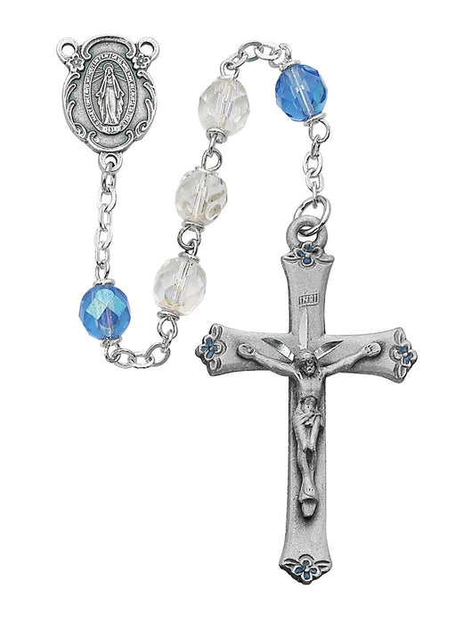 Blue/Clear Crystal 7mm Rosary