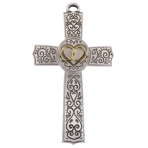 Pewter Filigree Wedding Cross 6"