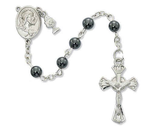 Hematite First Communion Rosary 6mm