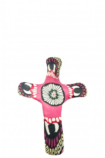 Pink Flower Comforting Clay Pocket Cross