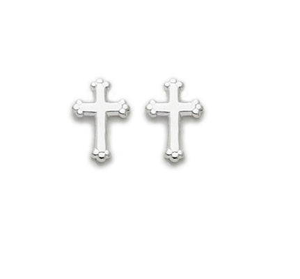 Sterling Silver Budded Cross Earings