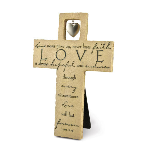 Love Is Cast Stone Standing Cross