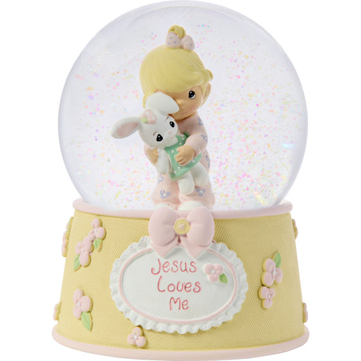 Jesus Loves Me Baby Girl With Bunny Water Globe
