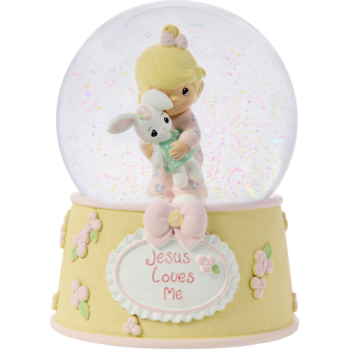 Jesus Loves Me Baby Girl With Bunny Water Globe