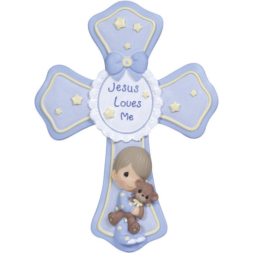 Precious Moments Jesus Loves Me Cross w/ Stand - Boy