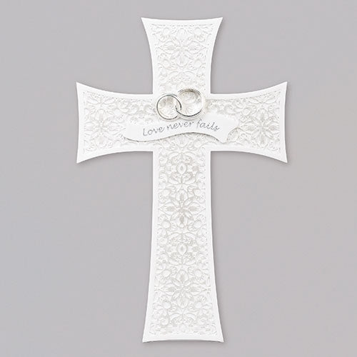 Love Never Fails Lace Wedding Cross