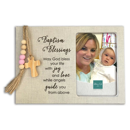 Baptism Blessings Fabric 4x6 Picture Frame (Pink)