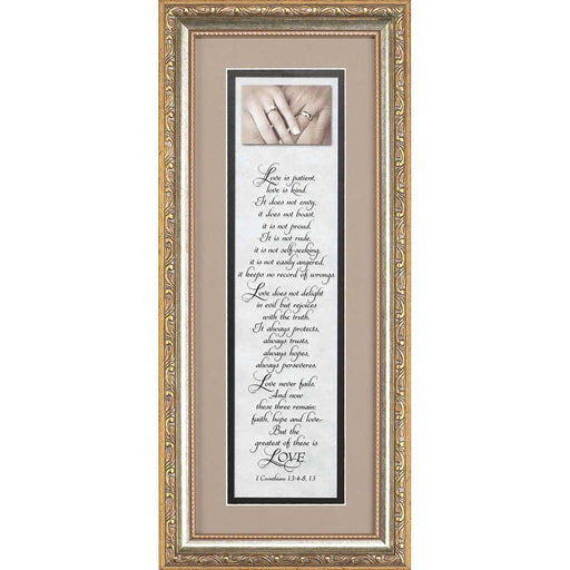 Love is Patient 1 Cor 13 Framed Wall Decor 8" x 18"