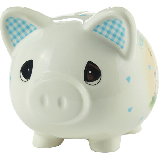 Jesus Loves Me Blue Piggy Bank