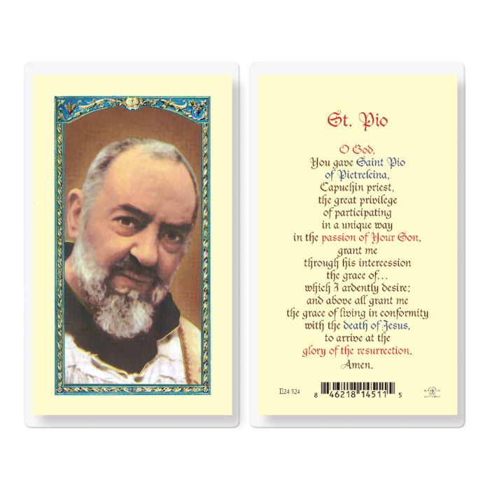 St. Pio Laminated Holy Card