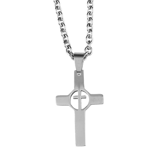 Men's Stainless Steel Cross Necklace with 24" Chain