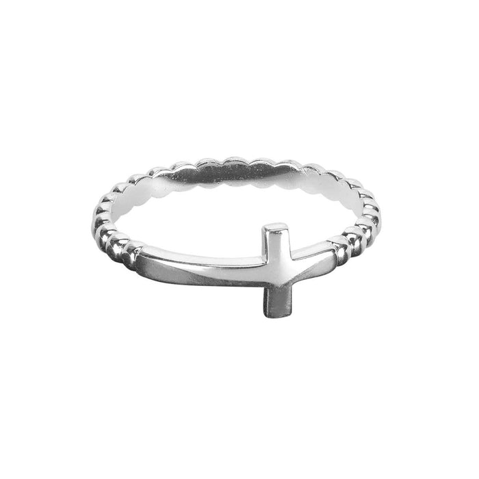 Horizontal Cross Ball Band Ring