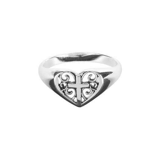 Filigree Heart Cross Ring