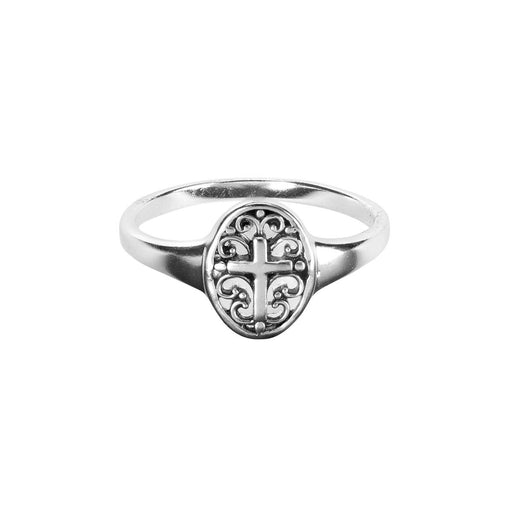 Filigree Oval Cross Ring