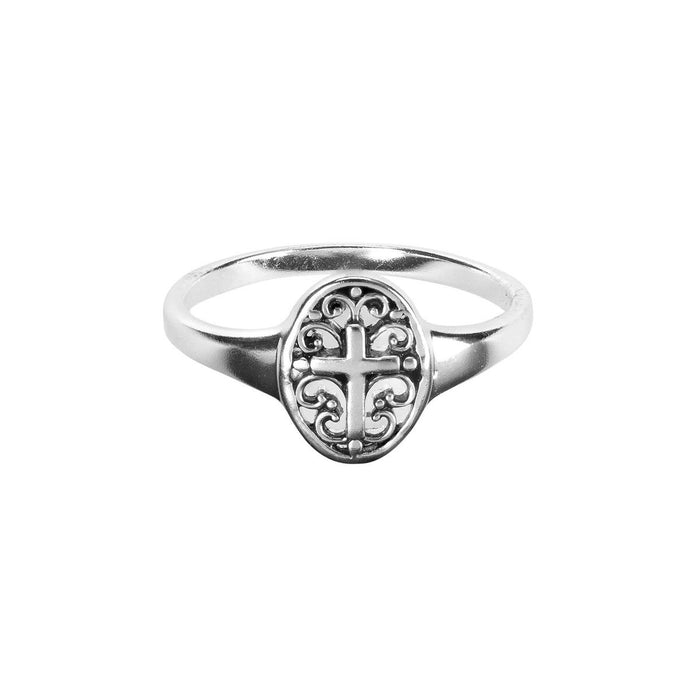 Filigree Oval Cross Ring