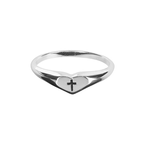 Heart Ring w/ Engraved Cross