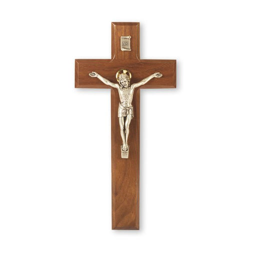 9" Walnut Cross with Antiqued Silver Finish Italian Salerni Corpus