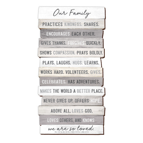Our Family Stacked Wood Wall Plaque