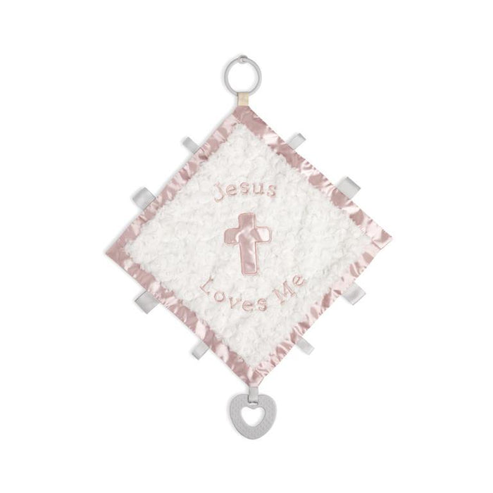 Jesus Loves Me Pink Activity Blankie - 15x19"