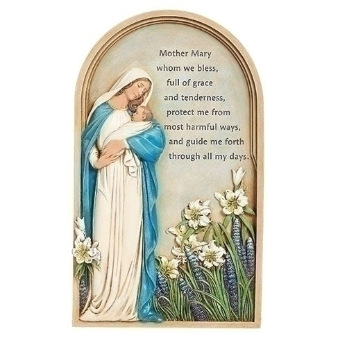 Madonna & Child 9.25" Plaque w/ Prayer