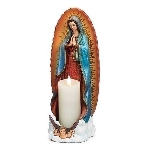 Our Lady of Guadalupe Candle Holding Statue 11.25"