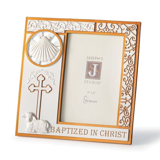 Baptized in Christ 4x6 White and Gold Frame