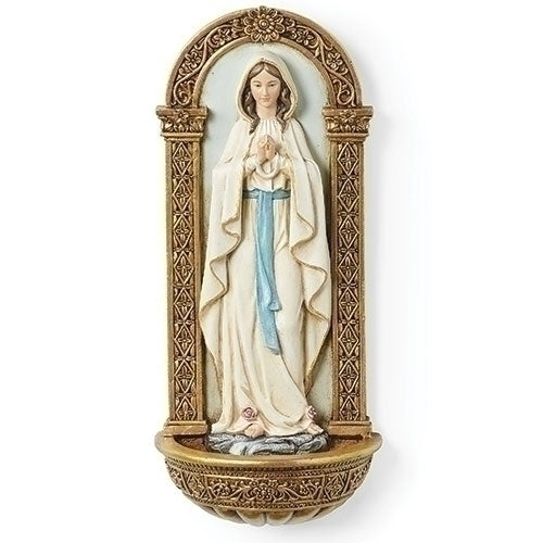 Our Lady of Lourdes 7.25" Holy Water Font