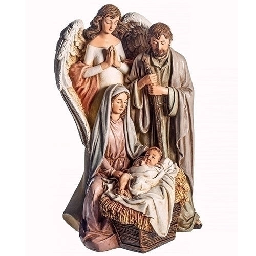 Holy Family w/ Praying Angel 7.75" Figurine