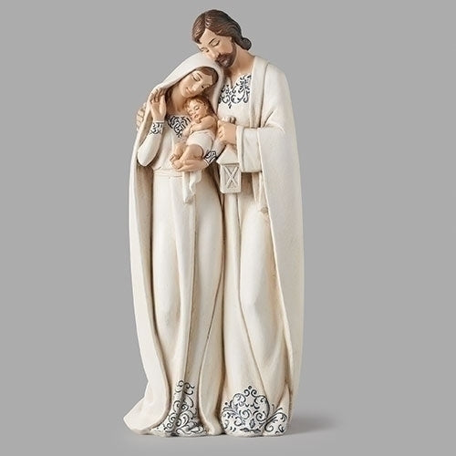 Holy Family in White Robes / Blue Trim Statue 10"