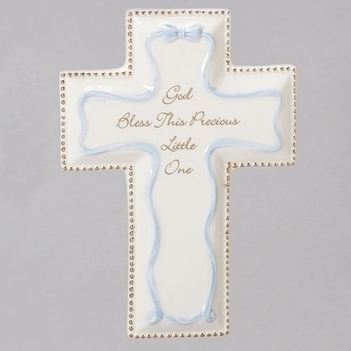 God Bless This Precious Little One 6" Cross (Blue)