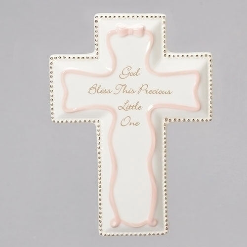 God Bless This Precious Little One 6" Cross (Pink)