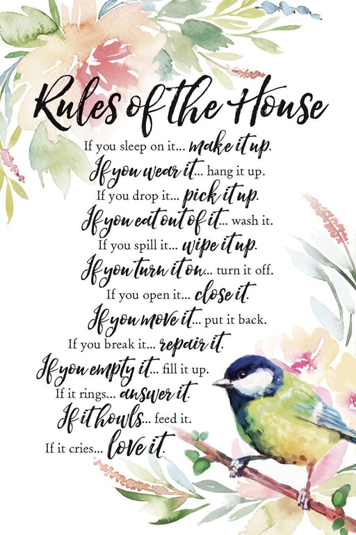 Rules Of The House Wood Plaque 6"x9"