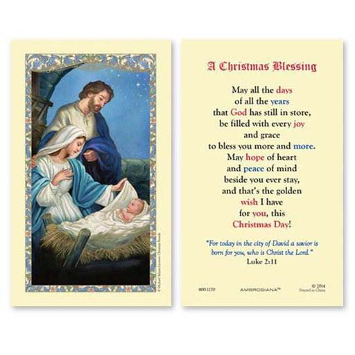 A Christmas Blessing Laminated Holy Card