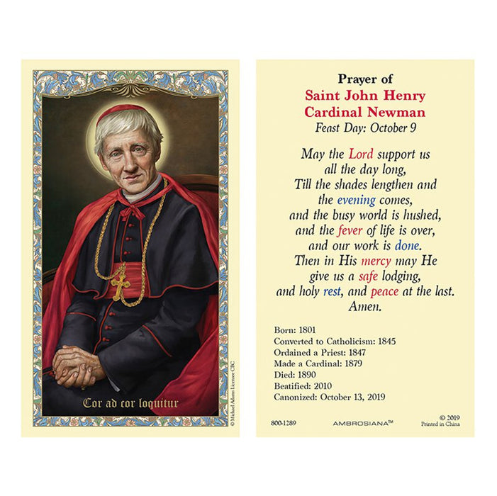St. John Henry Newman Laminated Holy Card