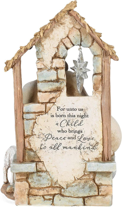 Heavenly Blessings 9.5" Holy Family and Lamb w/ Star Backdrop