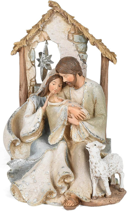 Heavenly Blessings 9.5" Holy Family and Lamb w/ Star Backdrop