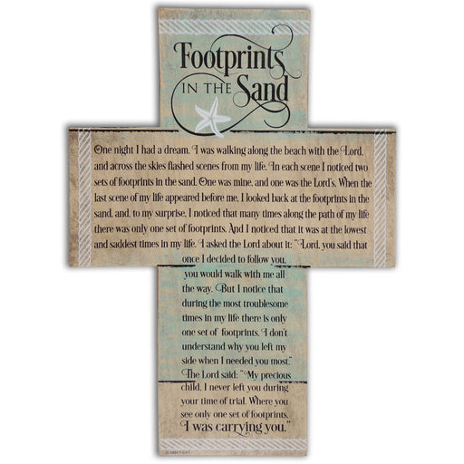 Footprints In the Sand 10" Wall/Tabletop Cross
