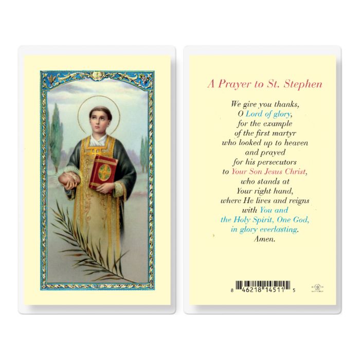 St. Stephen Laminated Holy Card